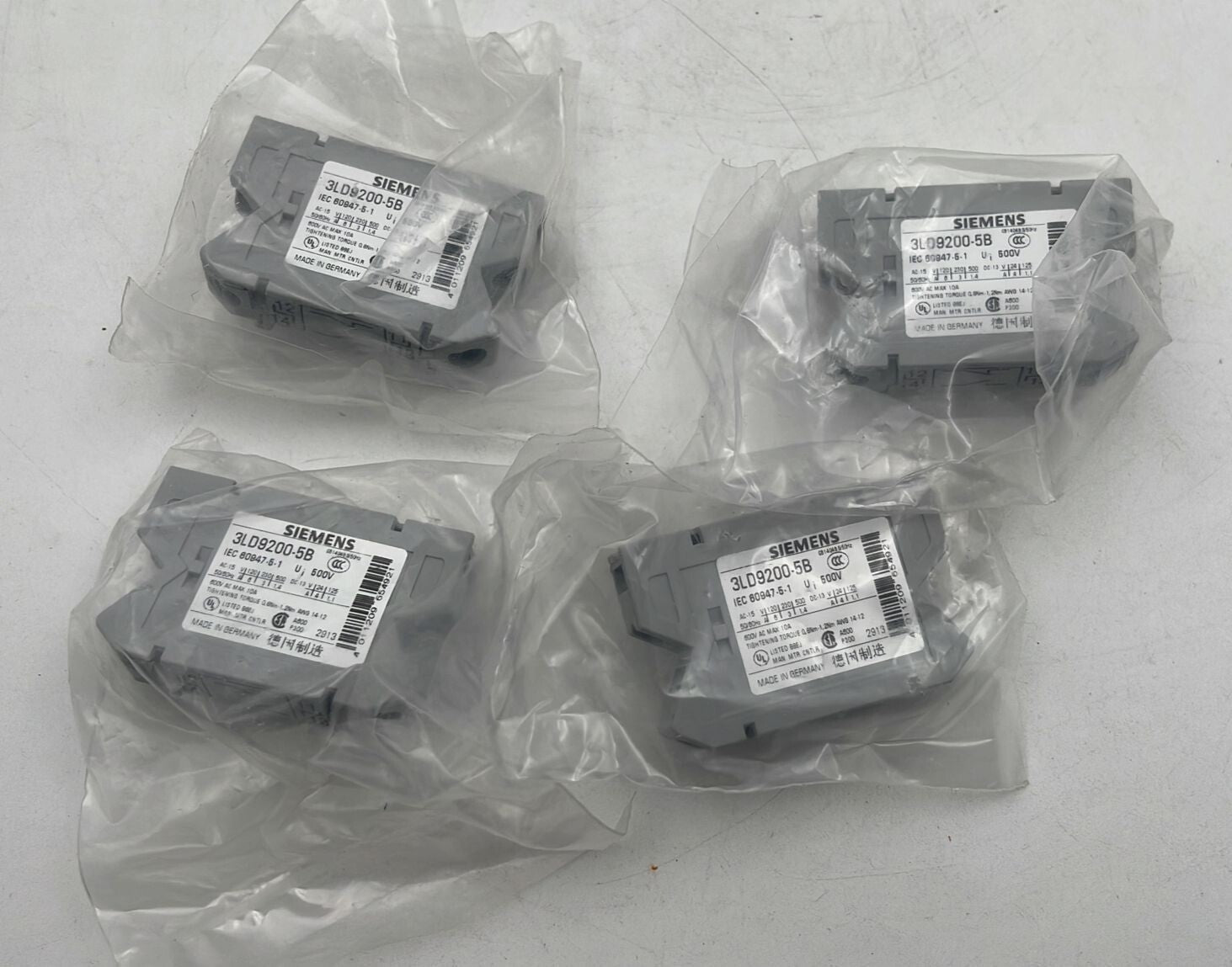[LOT OF 4] Siemens 3LD9200-5B Auxiliary switch 1NO + 1NC 600V