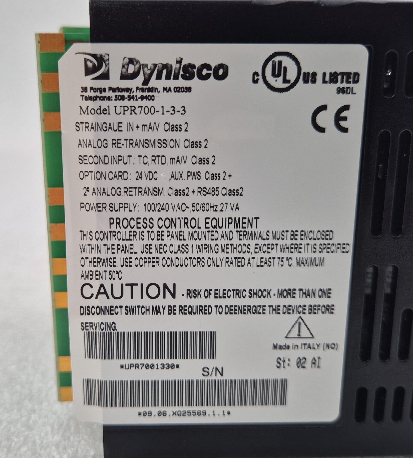 Dynisco UPR 800 / UPR700-1-3-3 Process Indicator Panel - FOR PARTS