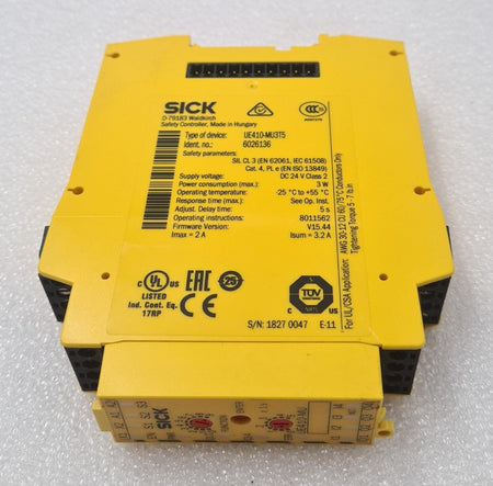 SICK UE410 safety relay top label view