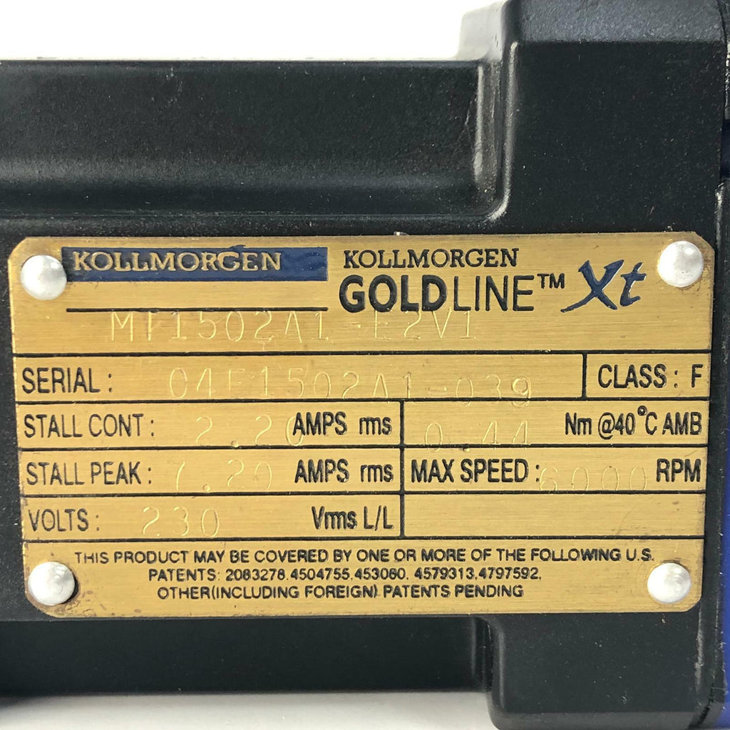 Kollmorgen Goldline MT1502A1-E2V1 XT 6000Rpm Servo Motor