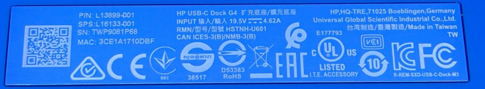 [LOT OF 5] HP L13899-001 USB-C DOCK 4G