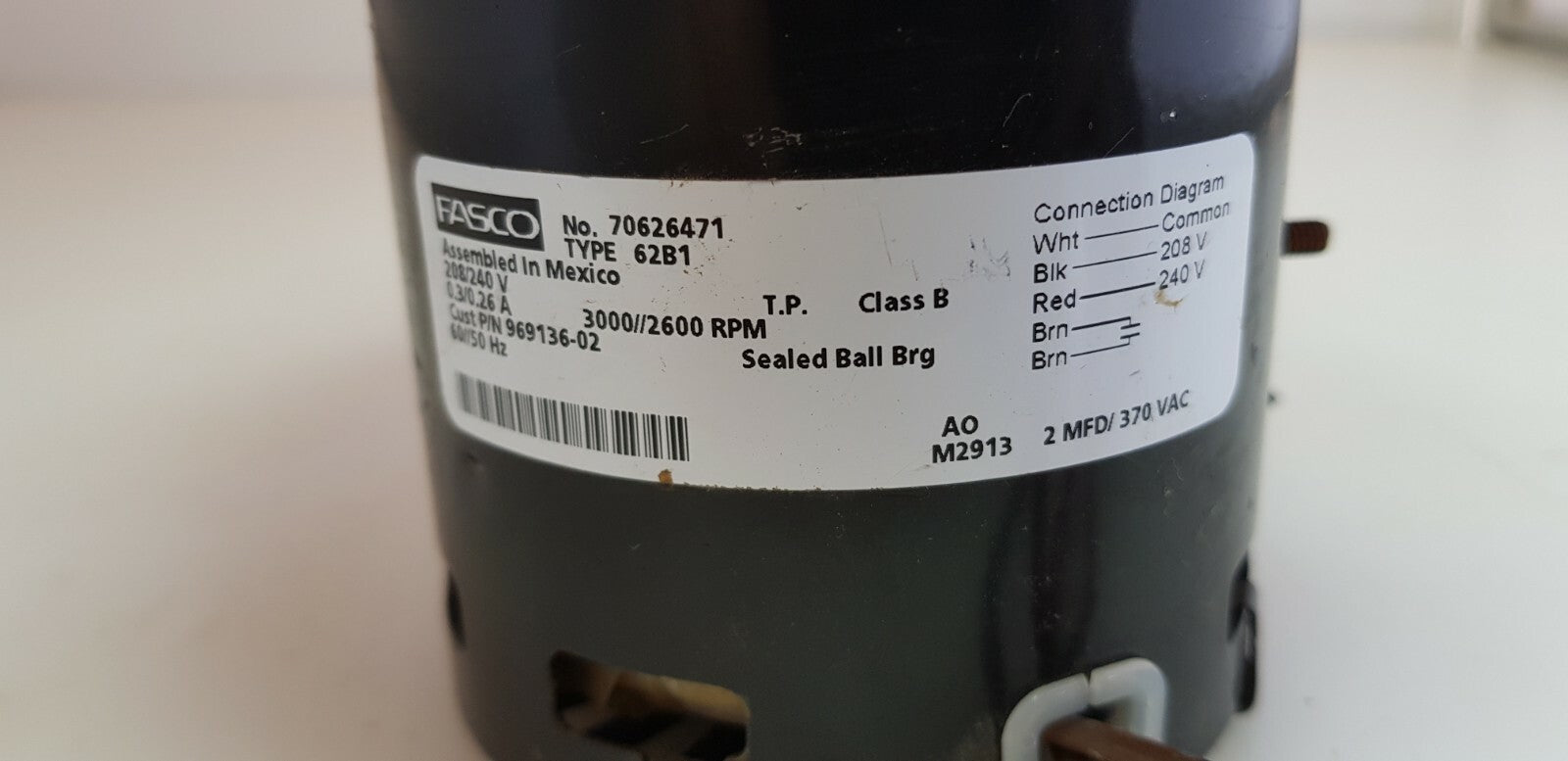 Fasco 62B1 Sealed Ball Brg Blower 208/240vac Motor 70626471