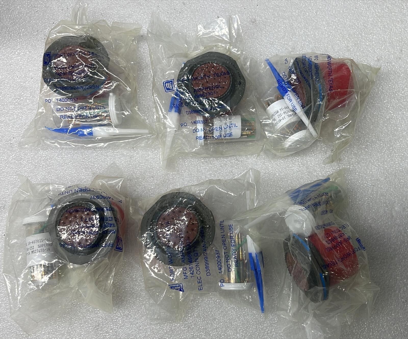 [LOT OF 6] NEW SEALED- AMPHENOL D38999/24WJ29SN Circular MIL Spec Connector