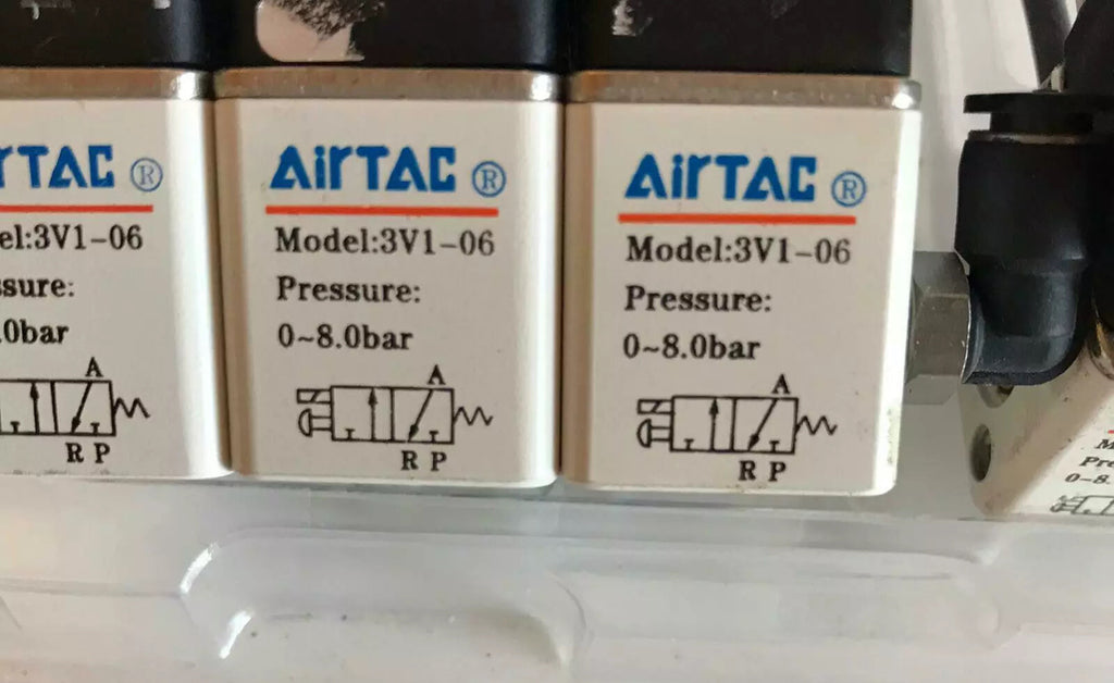12 Pcs AirTAC 3V1-06 Solenoid Valve Manifold W/ IP65 Solenoid Coil