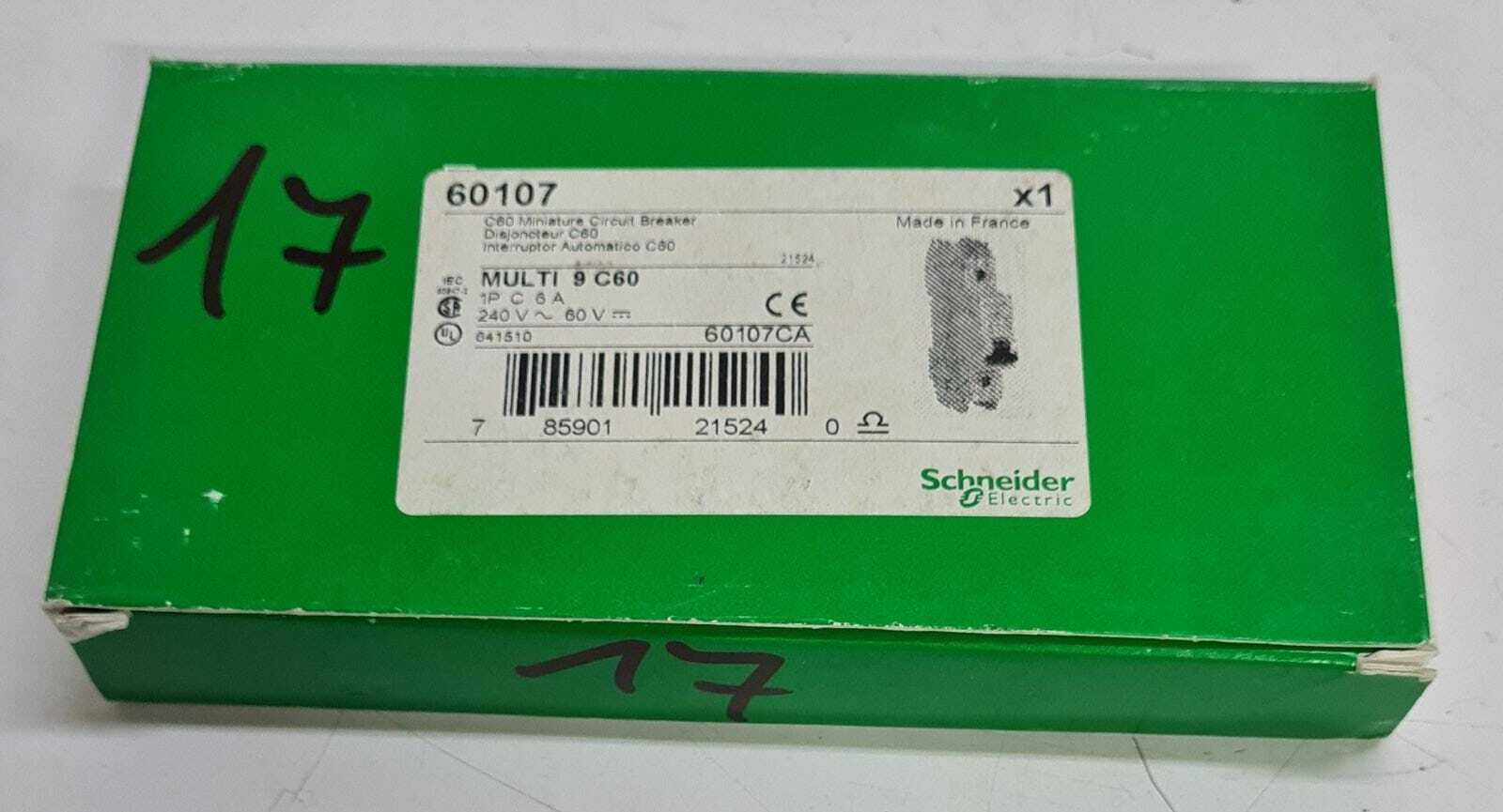[LOT 3] NEW Schneider Electric Multi 9 C60 1P 6A 60107 Miniature Circuit Breaker