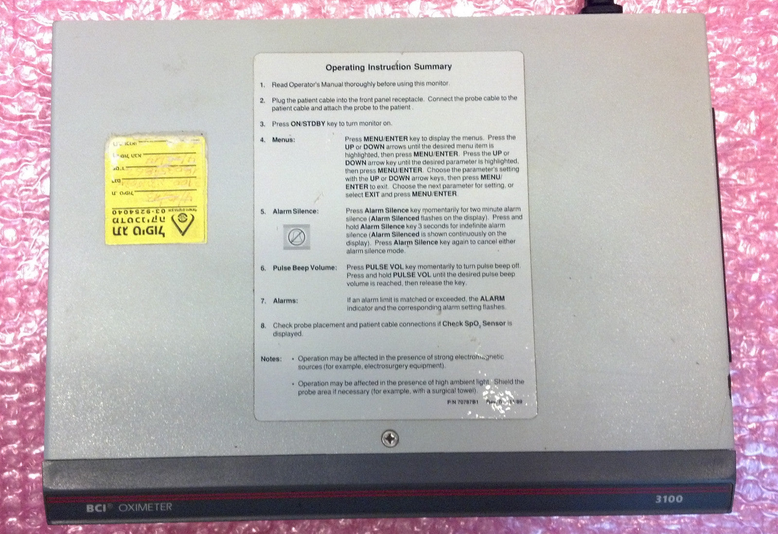 Bci International Oximeter 3100A Model 70750A3 V 5 1 Usa