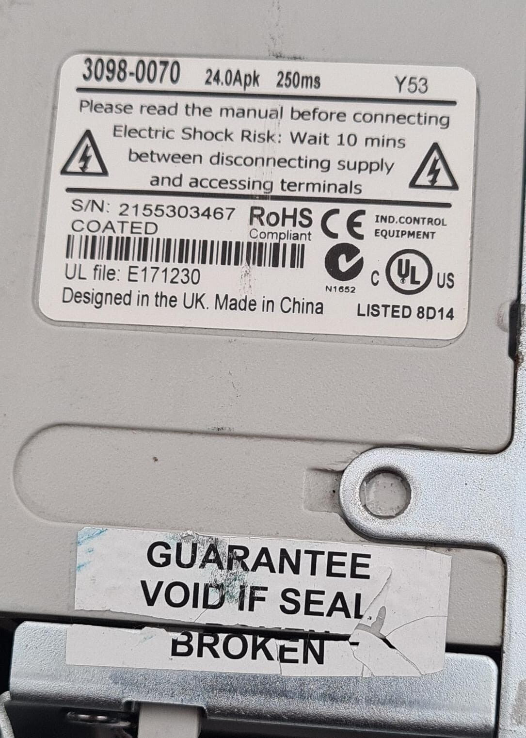 NIDEC Control Techniques Emerson Digitax ST DST1405 3098-0070 24Apk 250ms *AS IS