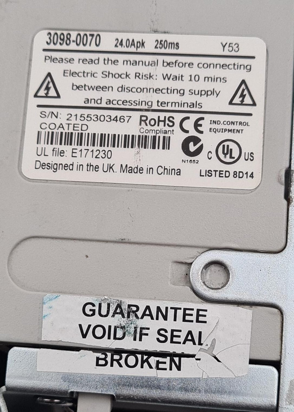 NIDEC Control Techniques Emerson Digitax ST DST1405 3098-0070 24Apk 250ms *AS IS
