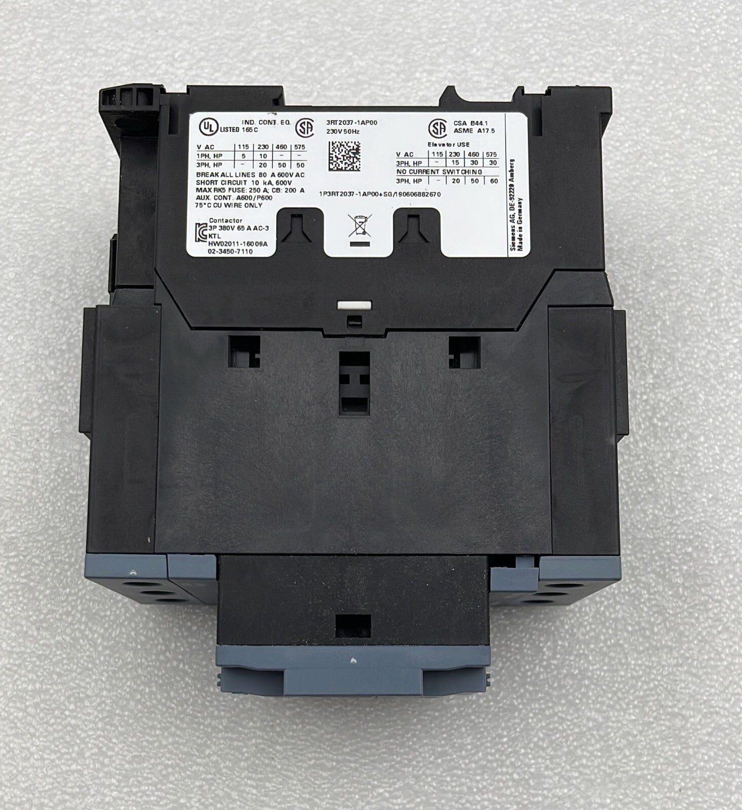 SIEMENS SIRIUS 3RT2037-1AP00 Relay Contactor 230V 50Hz