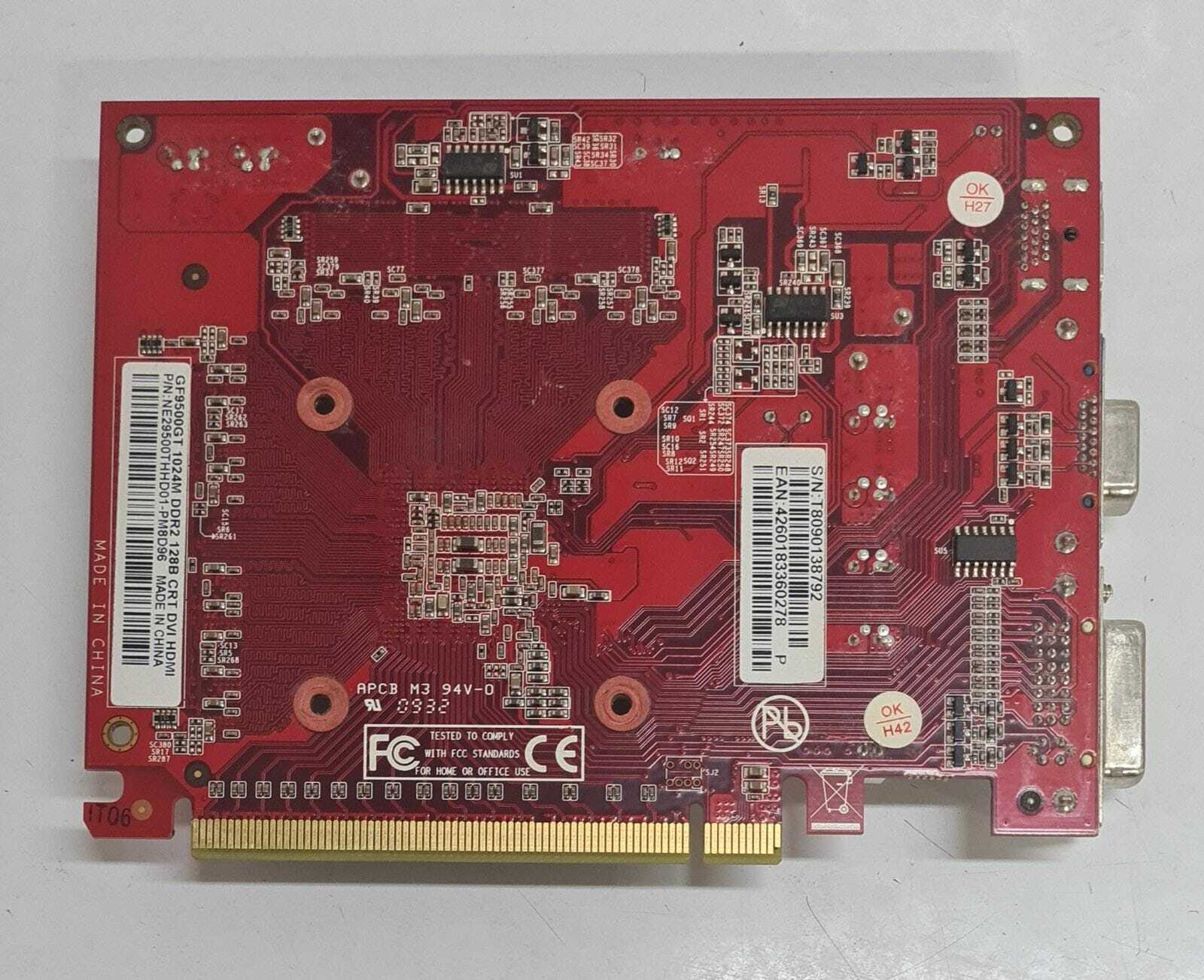GeForce NE29500THHD01 GF9500GT 1024M DDR2 128B CRT DVI HDMI PCI-e GPU Board