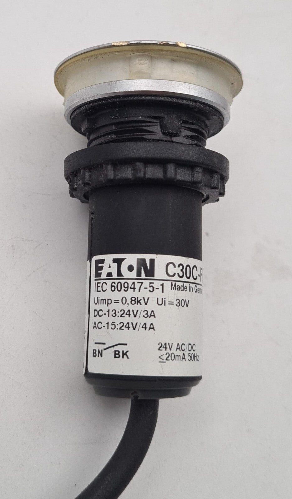 Eaton C30C-FDL-B-K10-24-P65 IEC 60947-5-1 Pushbutton Illuminated BLUE 24V