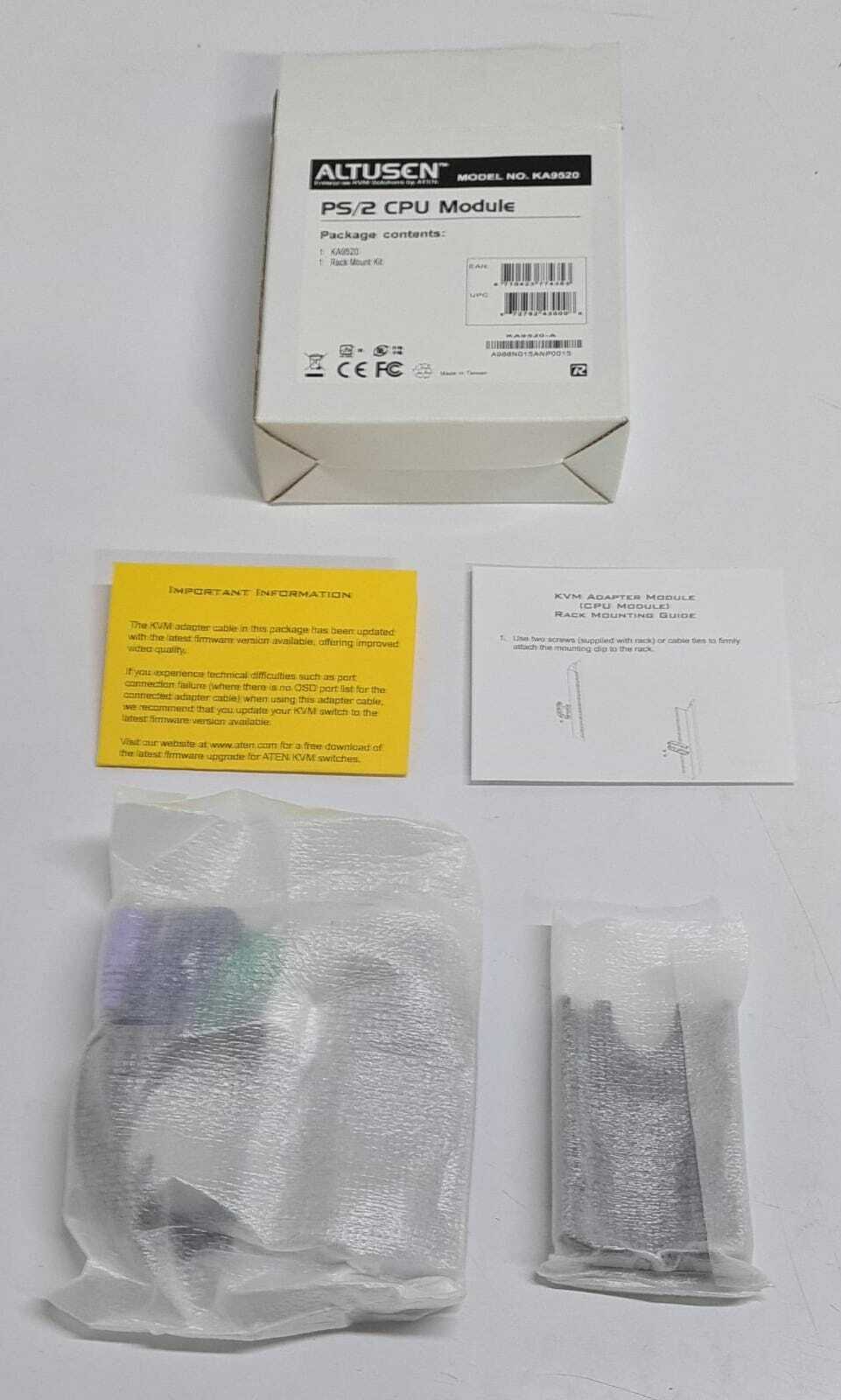 [LOT 5] NEW - ATEN ALTUSCN PS/2 CPU Module KVM Switch KA9520-A W/ Rack Mount Kit