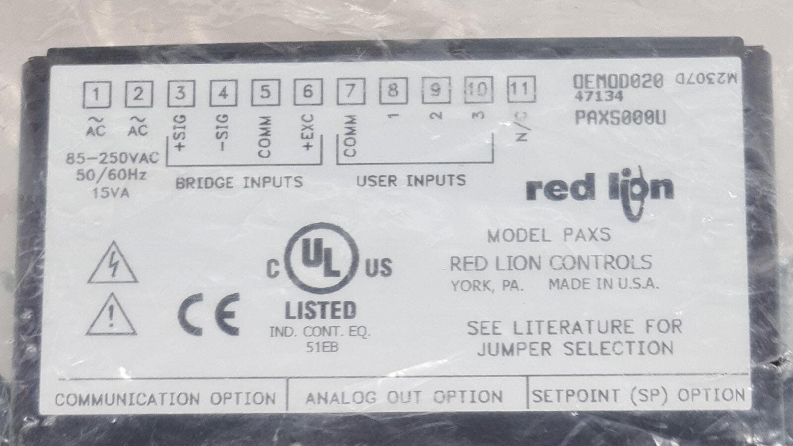 Red Lion PAXS PAXS000U Digital Panel Load Cell Strain Gage Input Meter 1/8 Din