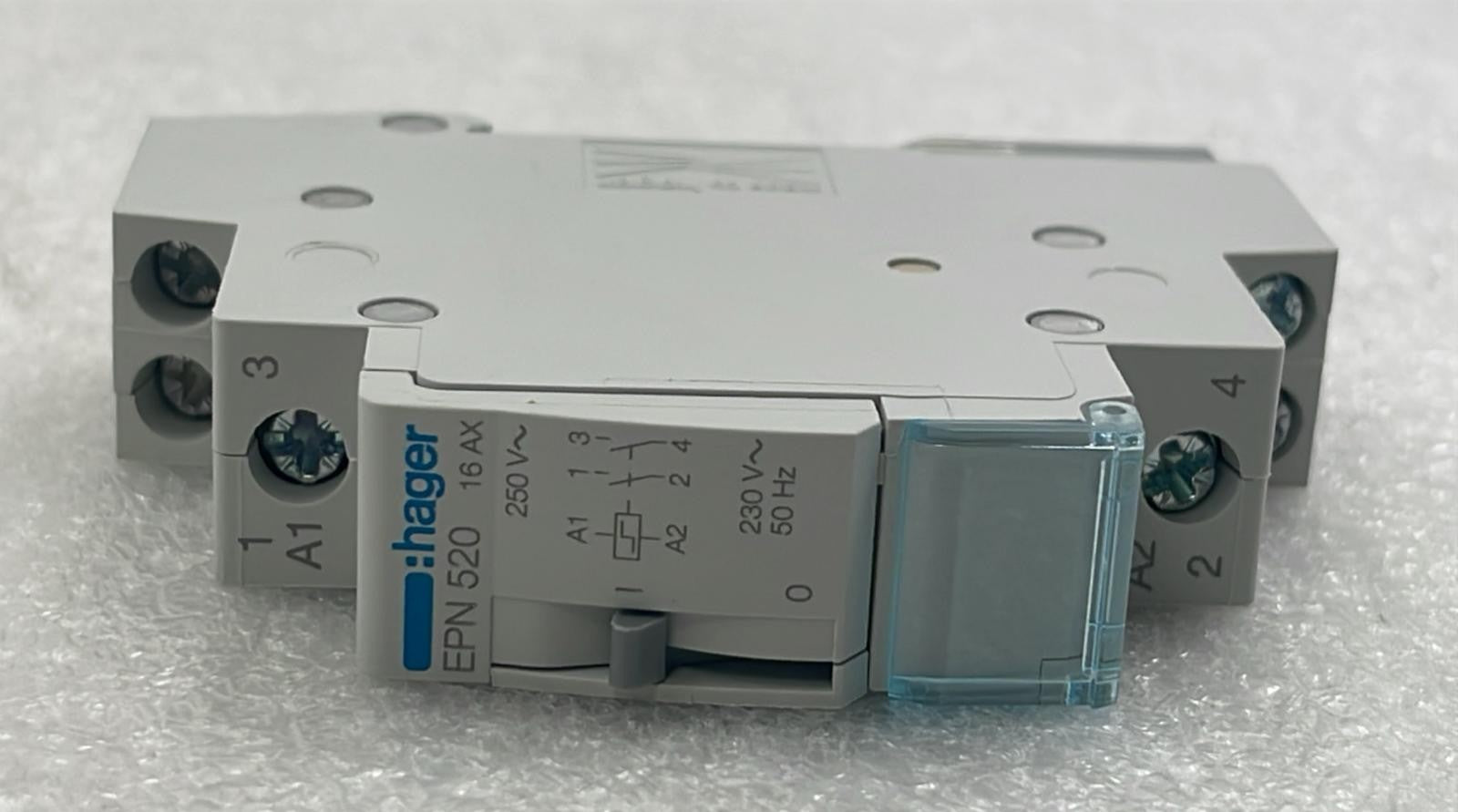 Hager EPN520 miniature circuit breaker angled front view