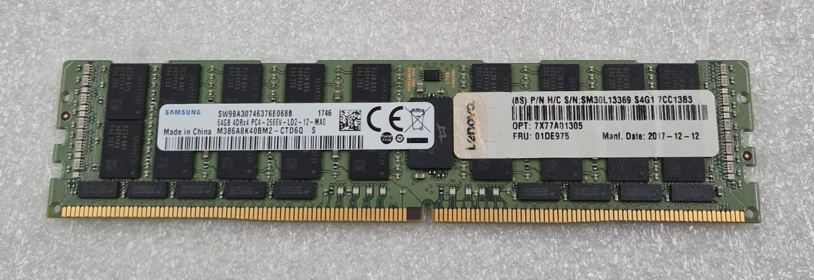 Samsung 64GB DDR4 ECC server RAM M386A8K40BM2-CTD6Q Lenovo 01DE975