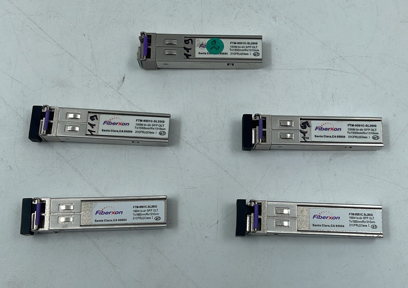 [LOT OF 5] Fiberxon FTM-9501C-SL20IG 155M bi-dir SFP OLT Tx1550nm/Rx1310nm