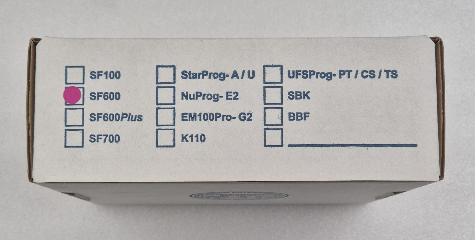 DediProg SF600 packaging side label view