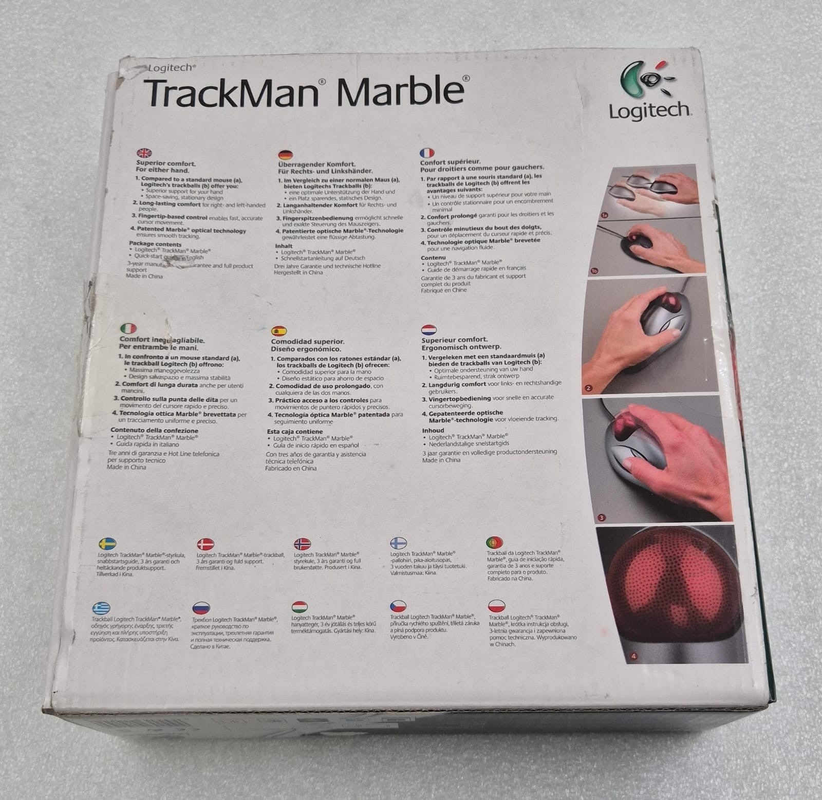 NEW - Logitech TrackMan Marble Trackball USB Mouse T-BC21 910-000808 810-000767