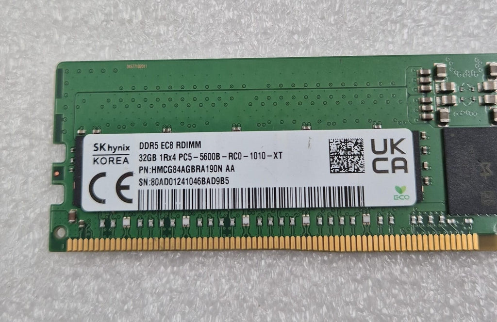 SK Hynix HMCG84AGBRA 190N 32GB 1Rx4 PC5-5600B DDR5 EC8 RDIMM Server Memory RAM