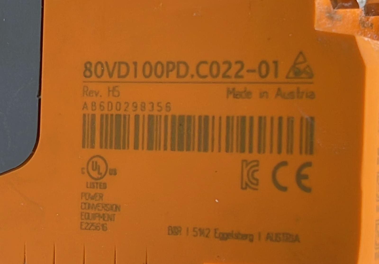 B&R Automation ACOPOS Micro 100D Servo Drive 80VD100PD.C022-01 Rev. H5