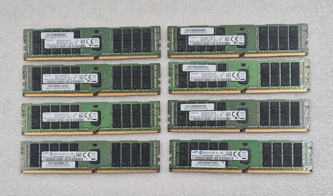 LOT 8 PCS- SAMSUNG 32GB 2Rx4 PC4-2400T M393A4K40BB1-CRC4Q DDR4 Memory Server RAM