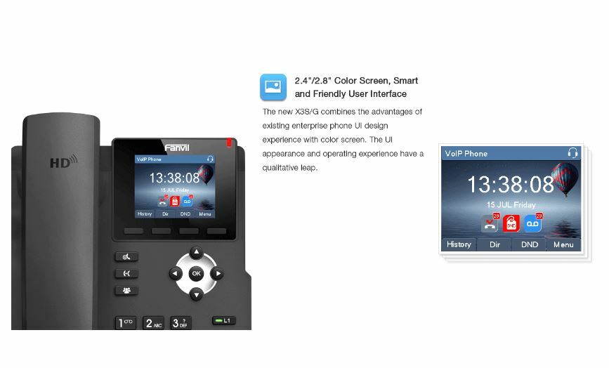 Fanvil 2 Lines VoIP IP Phone HD Wall Desk Gigabit QoS PoE