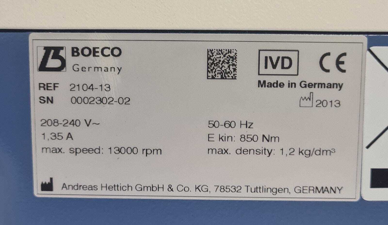BOECO Hematocrit H-240 Laboratory Centrifuge 2104-13 208-240V 13000 rpm