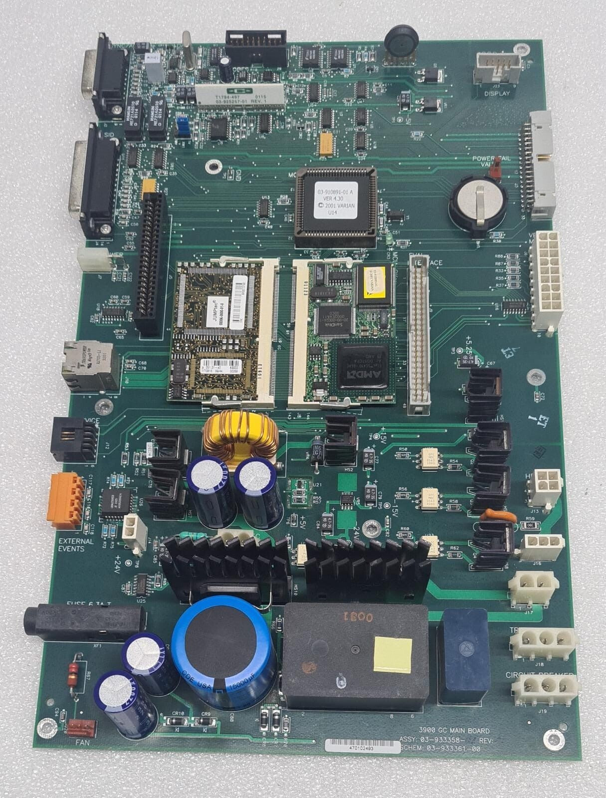 Varian 3900 GC MAIN BOARD ASSY 03-933358-01 SCHEM 03-933361-00
