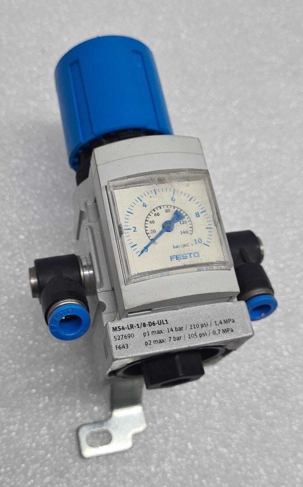 FESTO MS4-LR-1/8-D6-UL1 527690 F643 381 034 F6 Air Pressure Regulator W/ Bracket