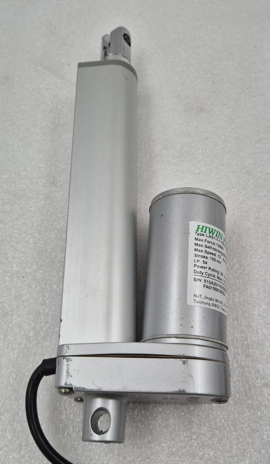 HIWIN Mikrosystem LAS1-1-1-100-24GE 1200N F12714A2 Linear Actuator