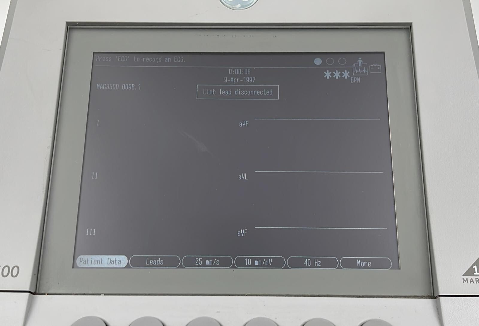 GE MAC 3500 12SL MARQUETTE resting ECG EKG Machine analysis system - FOR PARTS