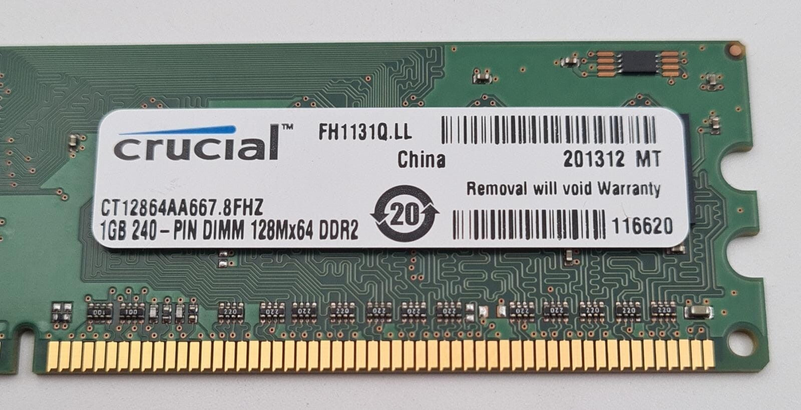 [LOT 27] Crucial 1GB 240-PIN DIMM 128Mx64 DDR2 PC2-5300 Unbuffered CT12864AA667