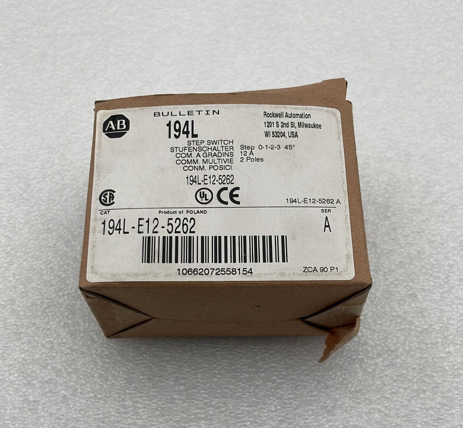 Allen-Bradley 194L-E12-5262 Step switch 12A 2 Poles