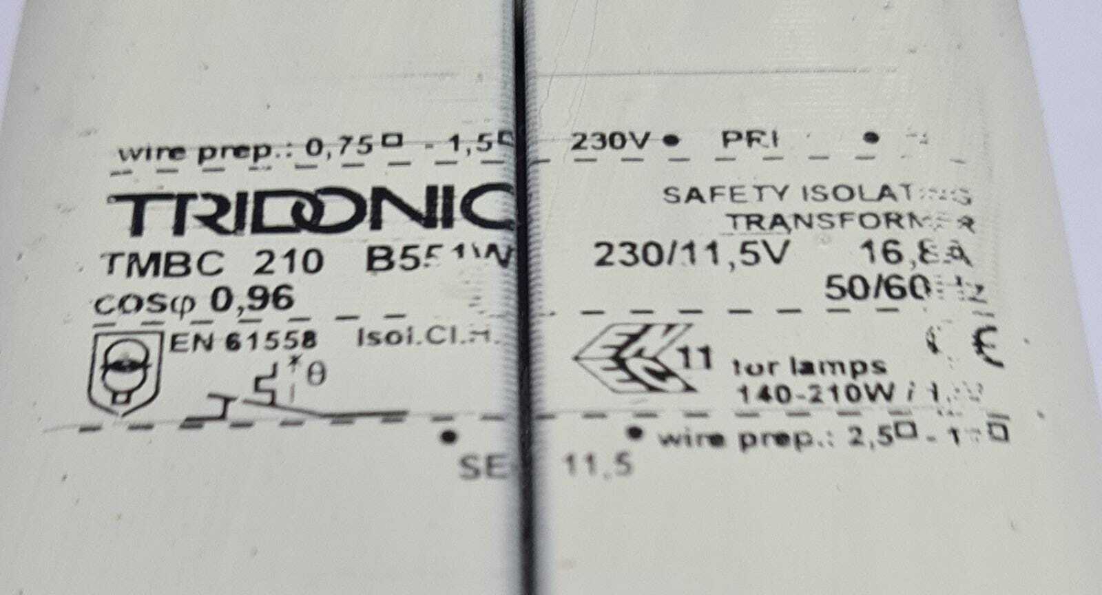 TRIDONIC TMBC 210 B551W 230/11,5V 16,8A conventional transformer for FLEX TMDC00