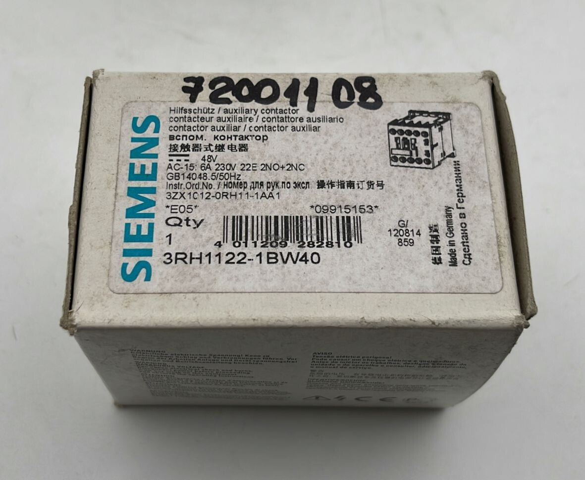 [LOT OF 2] NEW - Siemens 3RH1122-1BW40 Auxiliary contactor 6A 230V 2NO + 2NC
