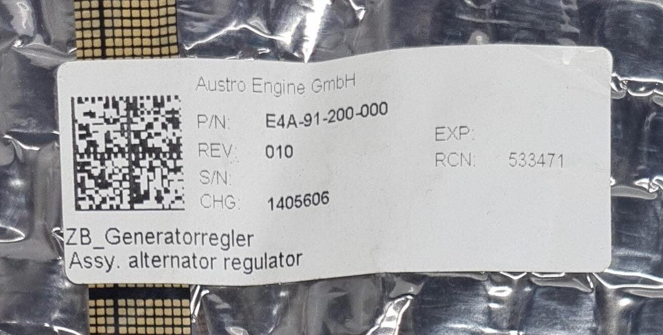 Austro Engine E4 E4A-91-200-000 1465606 Assy Alternator Regulator for Aircraft