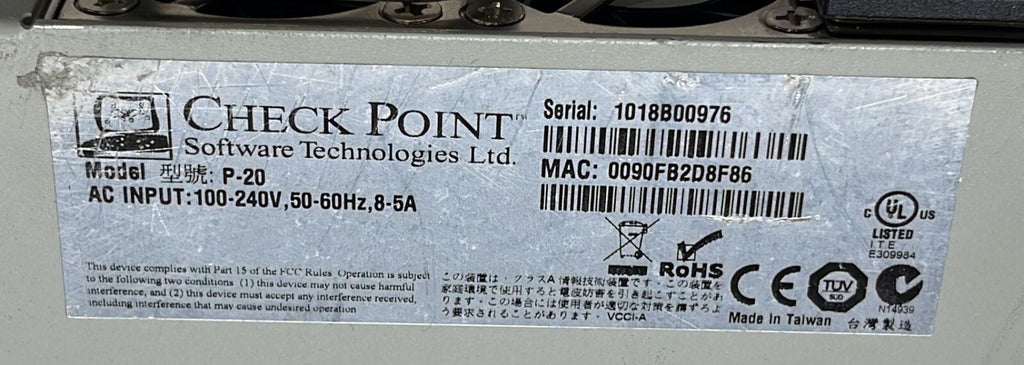 Check Point P-20 Network Firewall Security Appliance