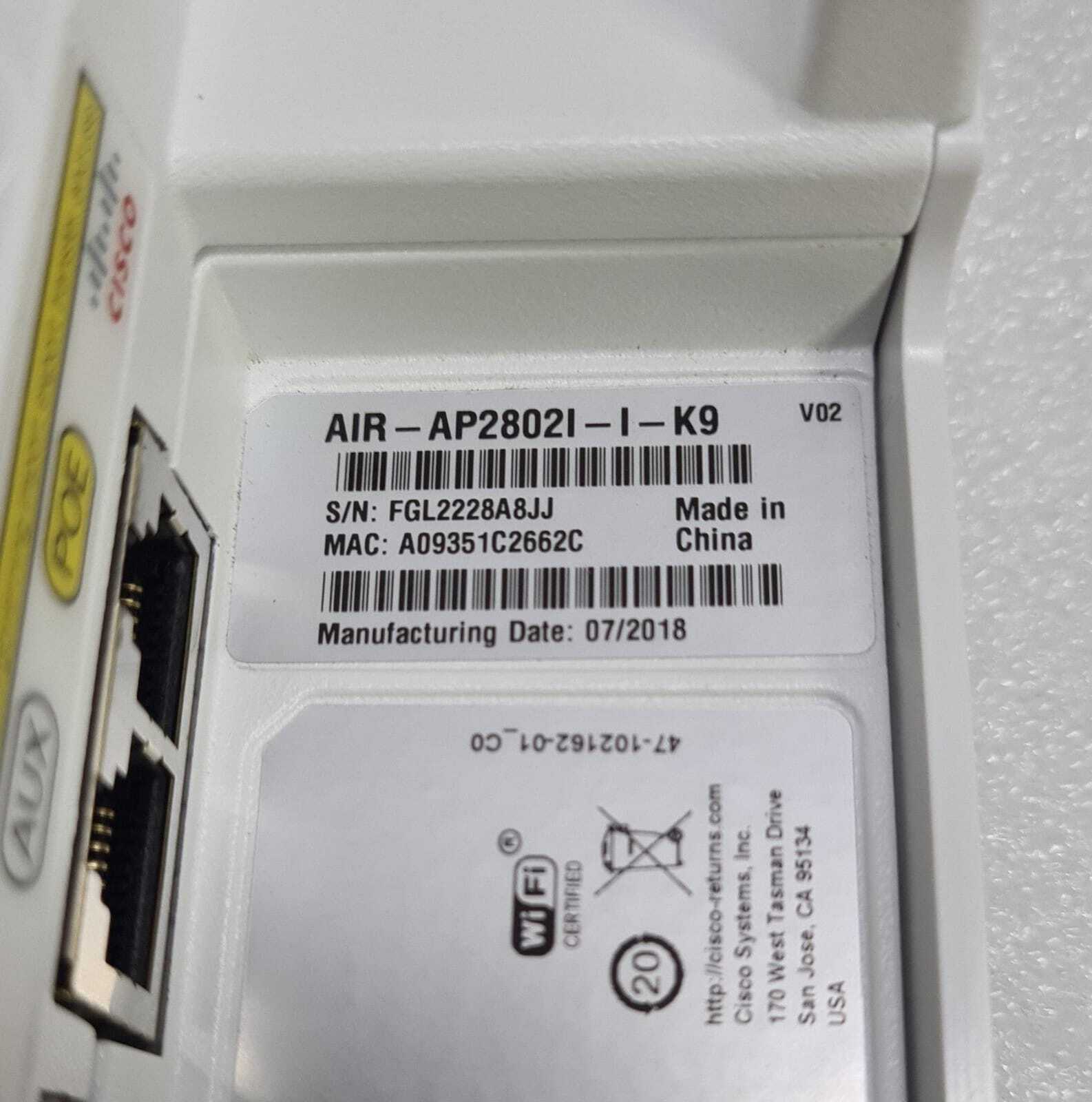 Cisco Aironet 2802 Series AIR-AP2802I-I-K9 Dual Band Access Point  AP2802i