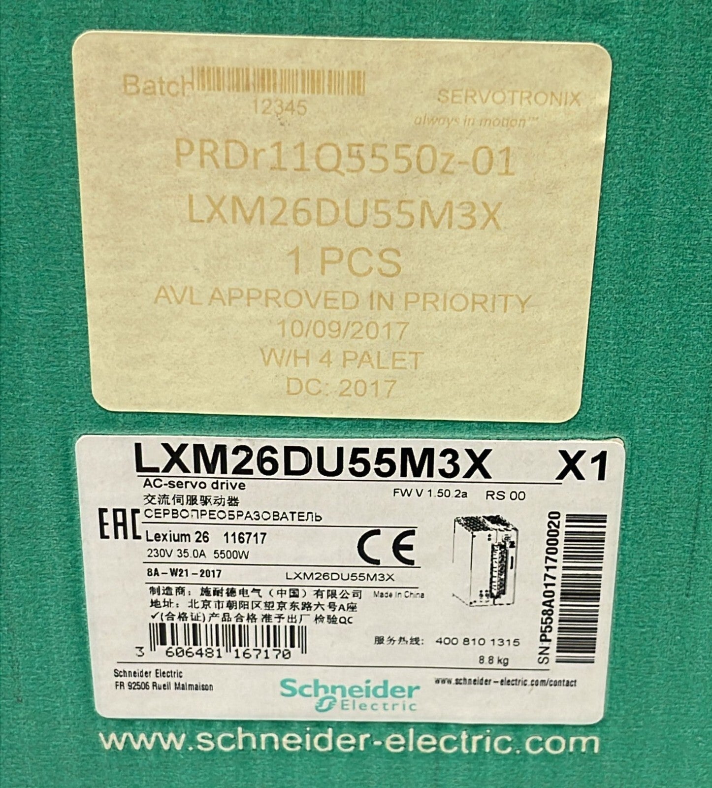 [NEW] SCHNEIDER Lexium 28 116717 AC Servo Drive LXM26DU55M3X 230V 35A 5500W