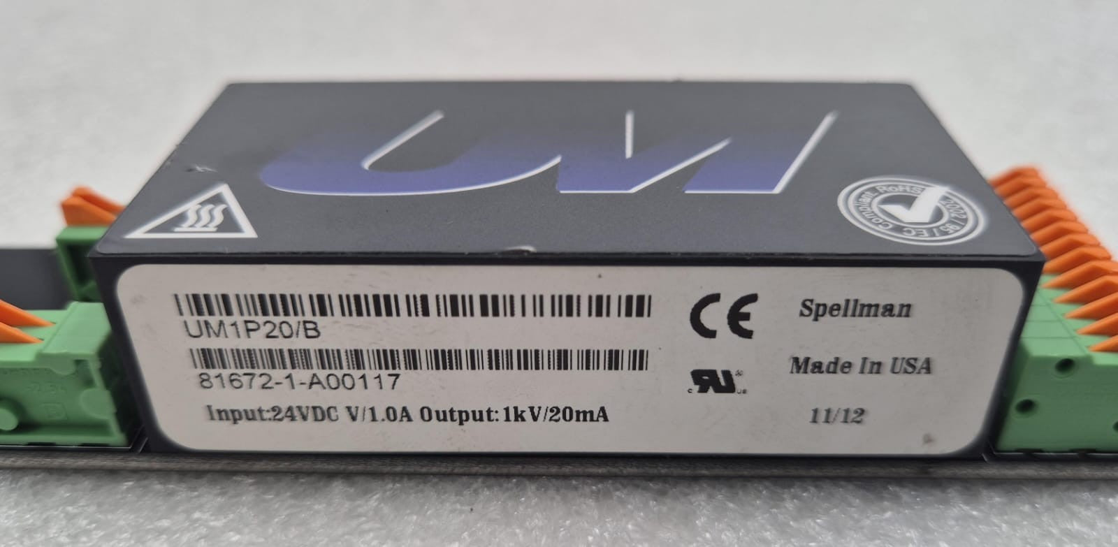 Spellman UM UM1P20/B 24VDC HIGH POWER VOLTAGE MODULE