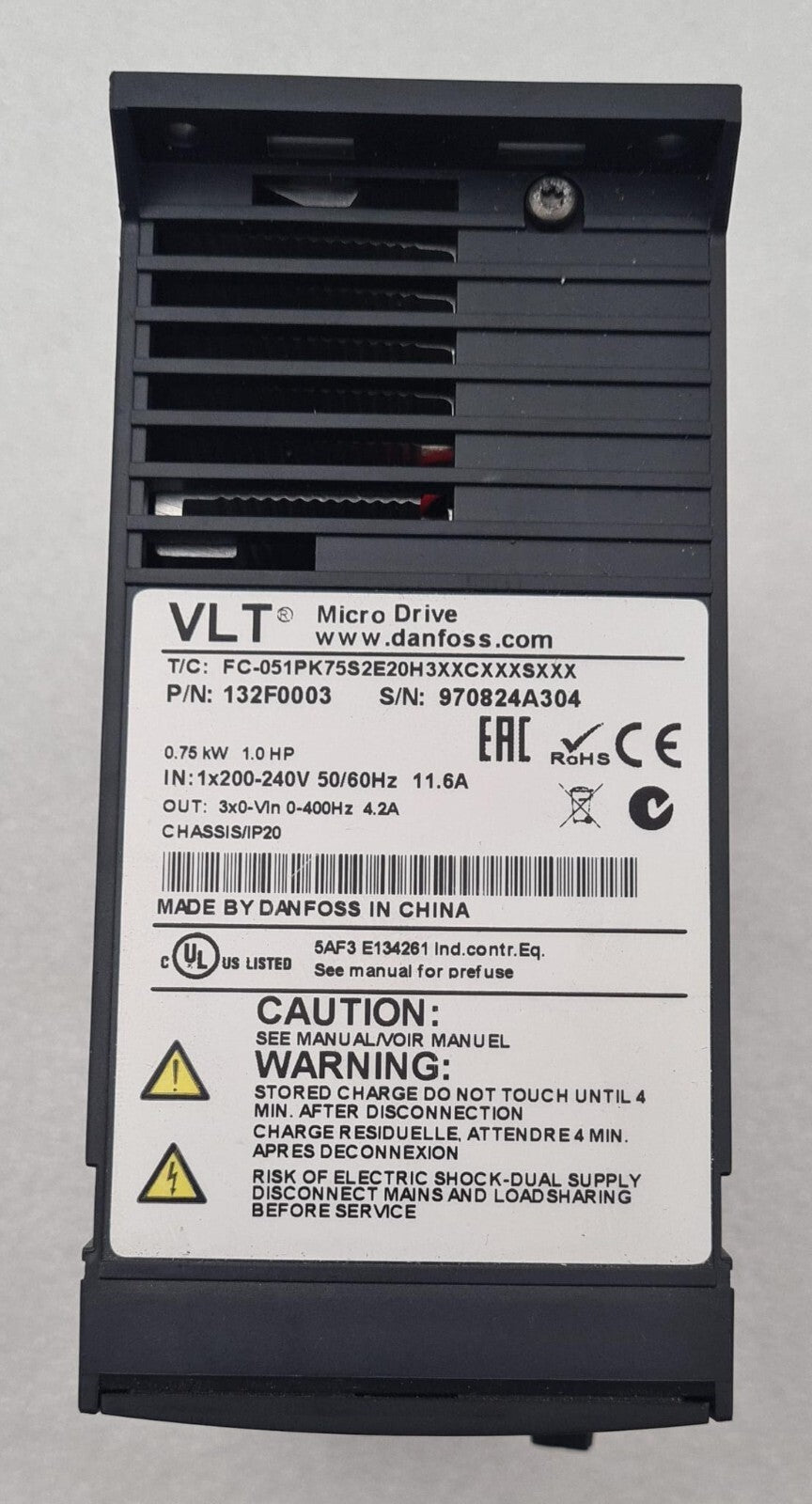 Danfoss VLT Micro Drive 132F0003 FC-051PK75S2E20H3XXCXXXSXXX 0.75kW 1.0HP