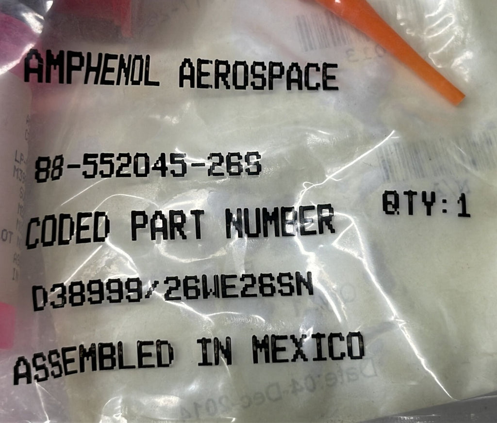 NEW SEALED - [LOT OF 4] Amphenol D38999/26WE26SN Elec Conn Mil Spec Connector