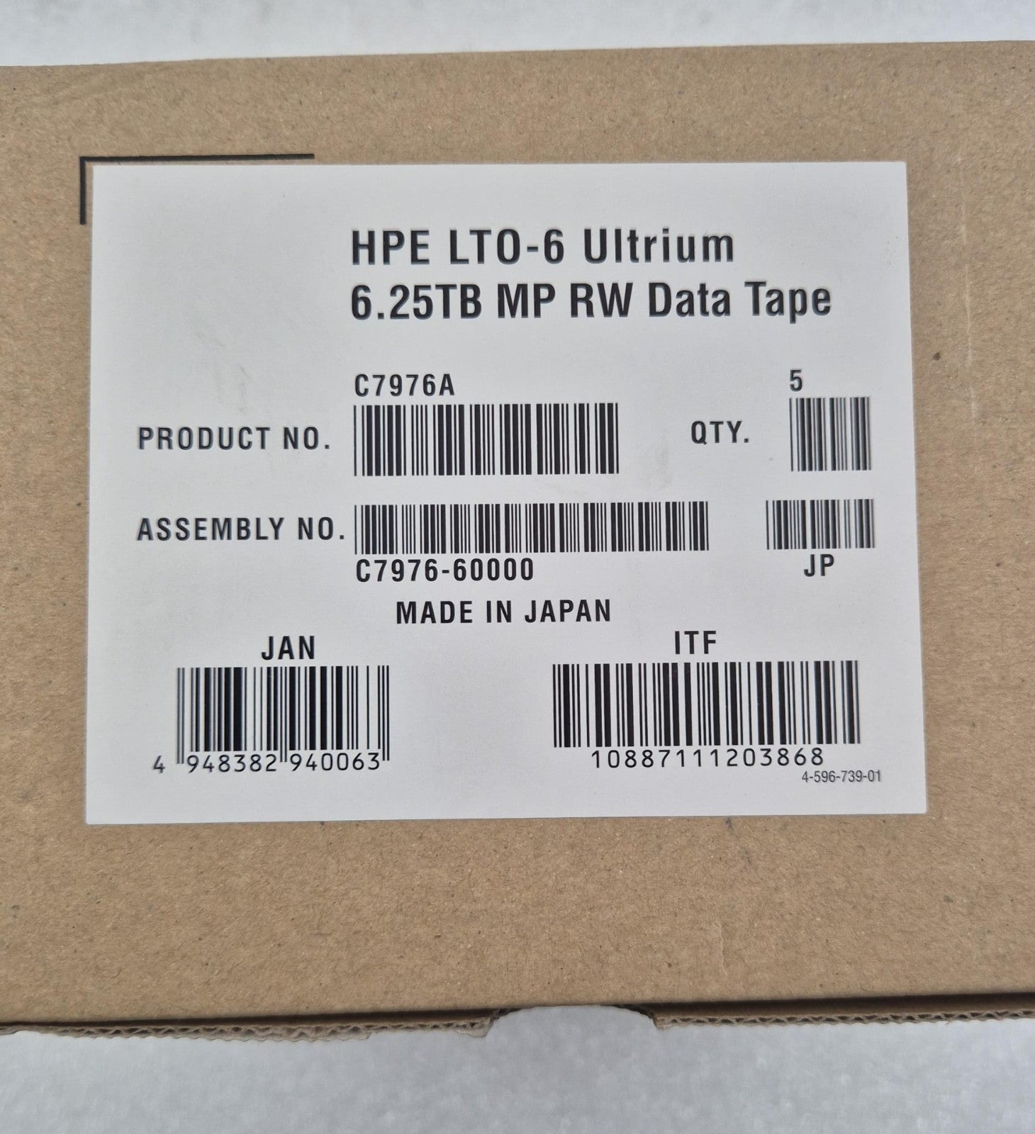 NEW SEALED - HPE C7976-60000 LTO-6 Ultrium 6.25TB MP RW Data Tape [5 PCS C7976A]