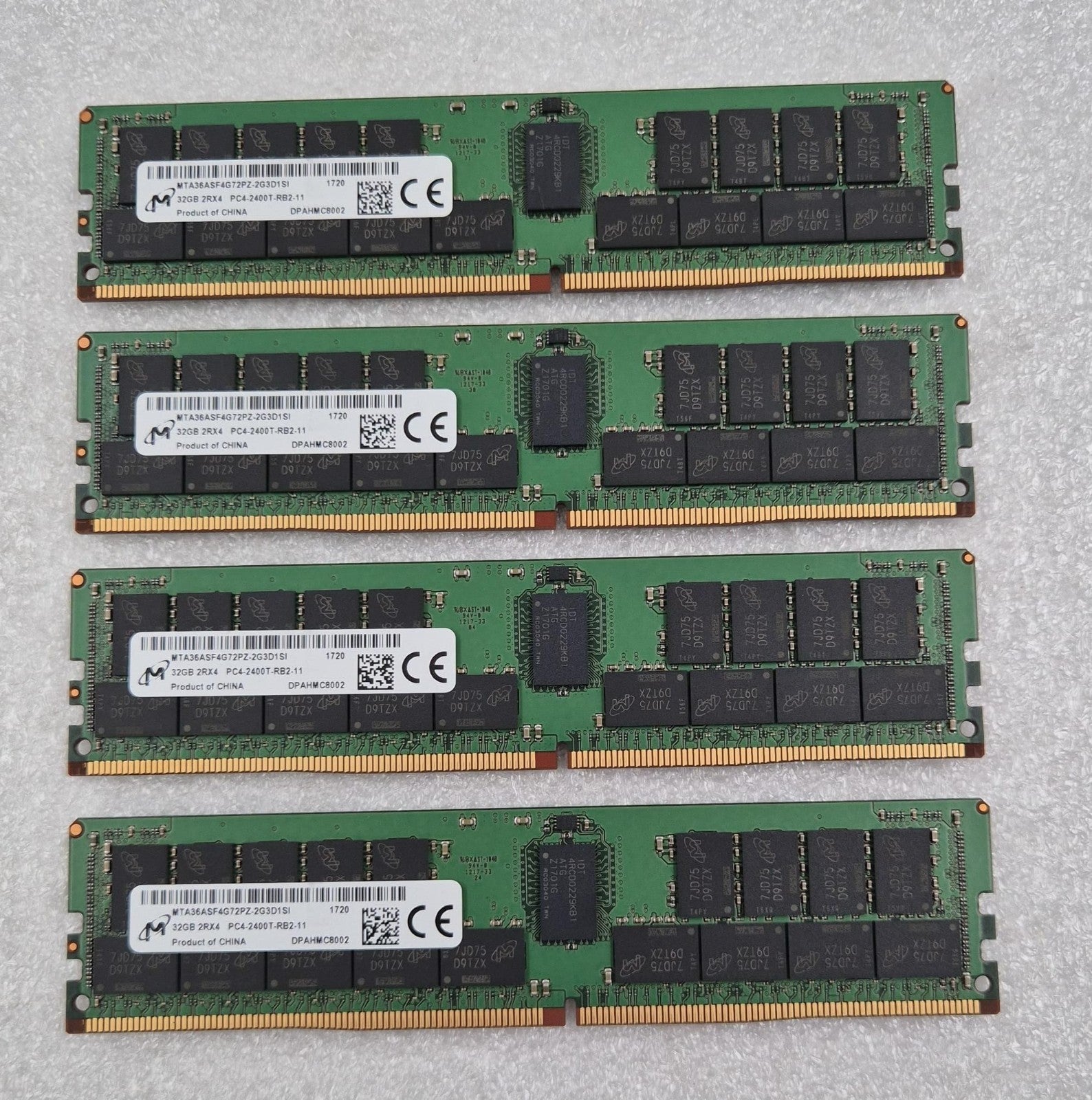 [LOT 4 PCS] MICRON 32GB 2RX4 PC4-2400T MTA36ASF4G72PZ-2G3D1SI Memory RAM -HPE