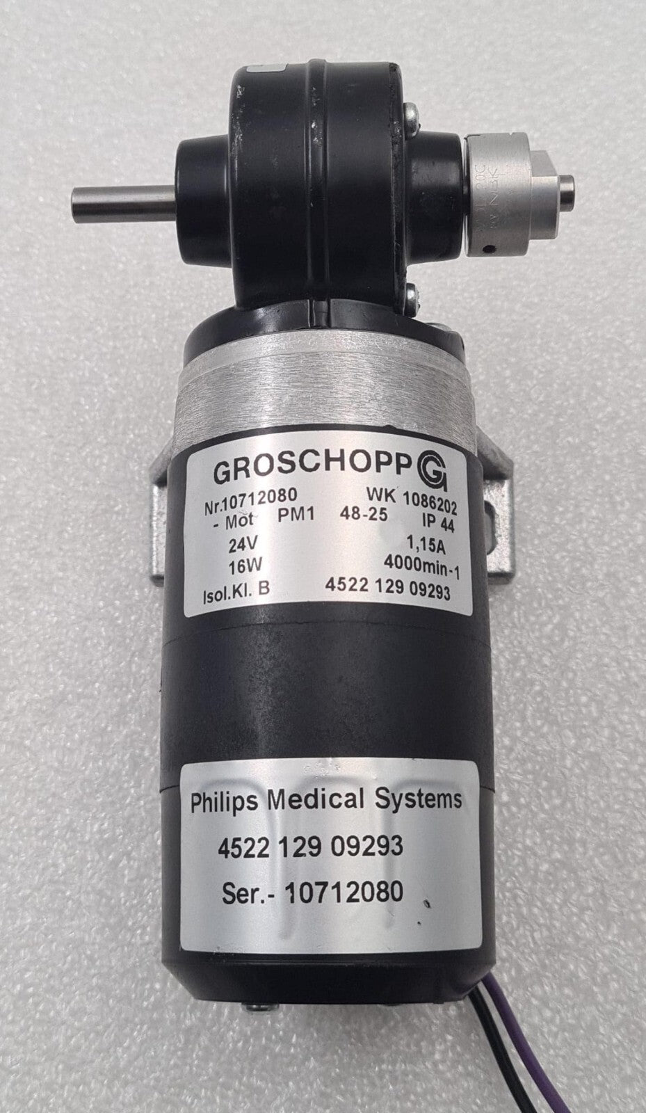 GROSCHOPP WK 1086202 MOT PM1 48-25 ELECTRIC MOTOR 24V for Philips 4522 129 09293
