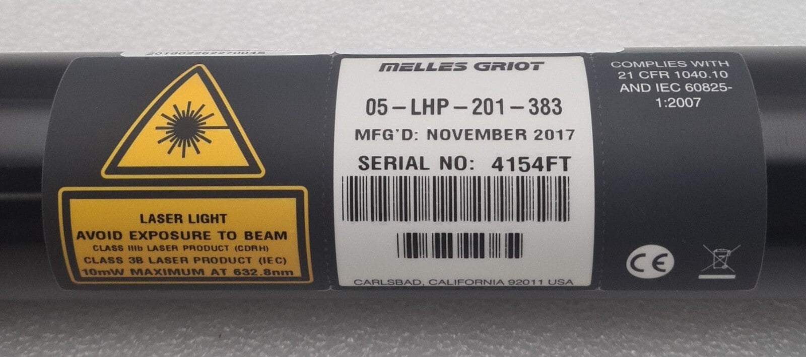 MELLES GRIOT 05-LHP-201-383 Helium-Neon OPTIC LASER BEAM / NOVEMBER 2017