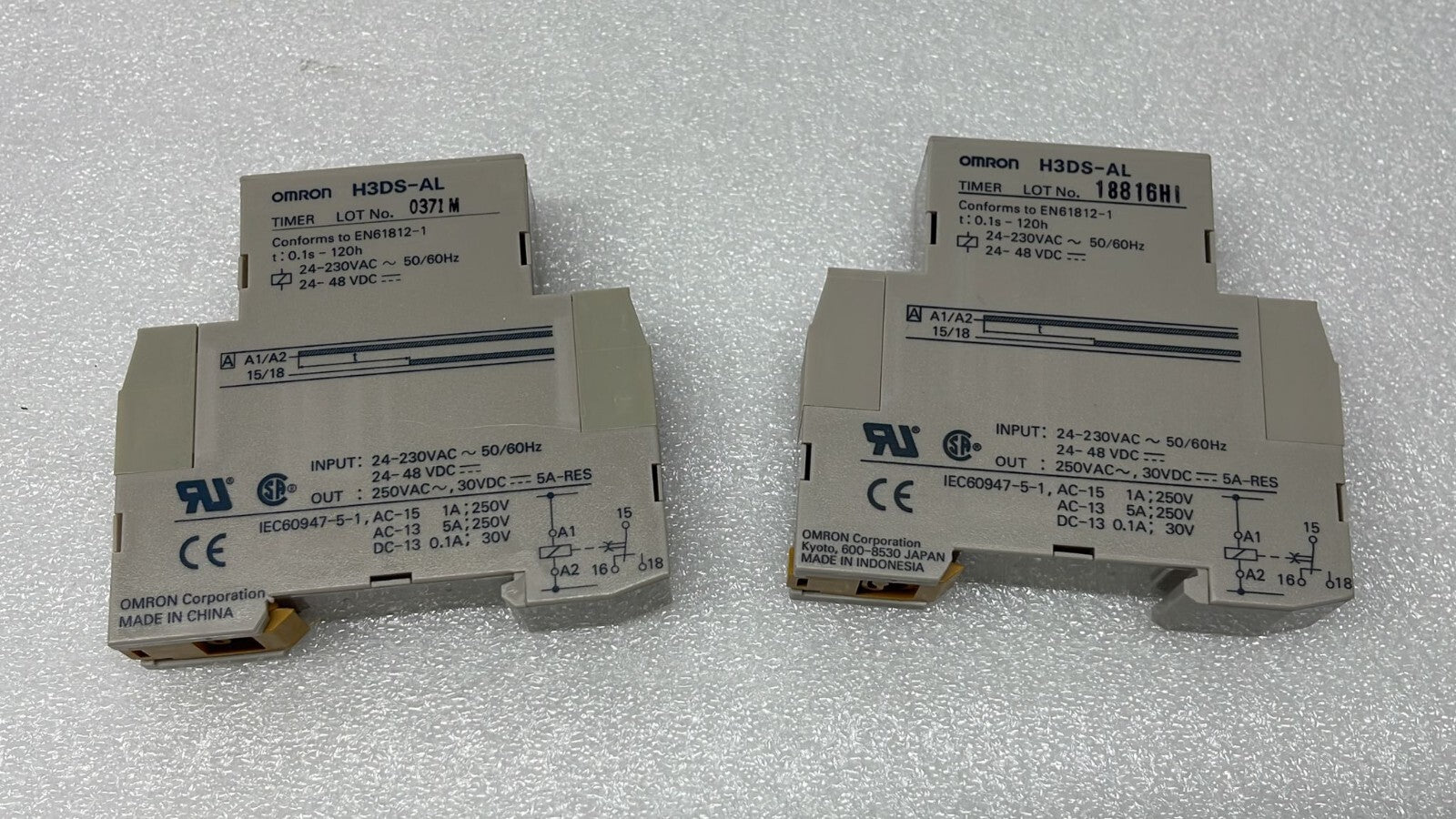 [LOT OF 2] OMRON H3DS-AL solid-state timer relay 0.1s-120h 24-230VAC 24-48VDC