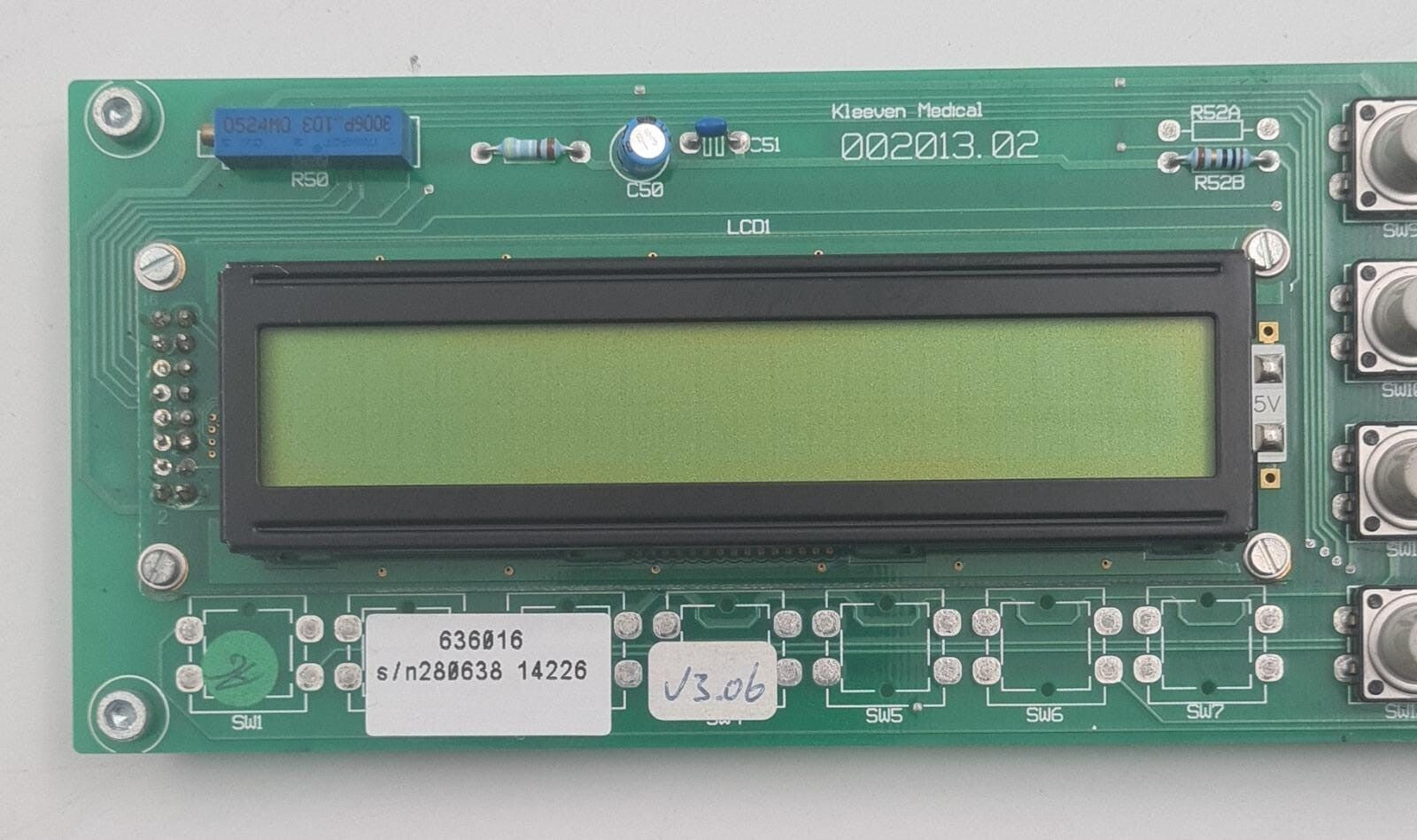 WINSTAR WH2402A-YYYH-ET 2402A Display Panel W/ Kleeven Medical 002013.02 Board