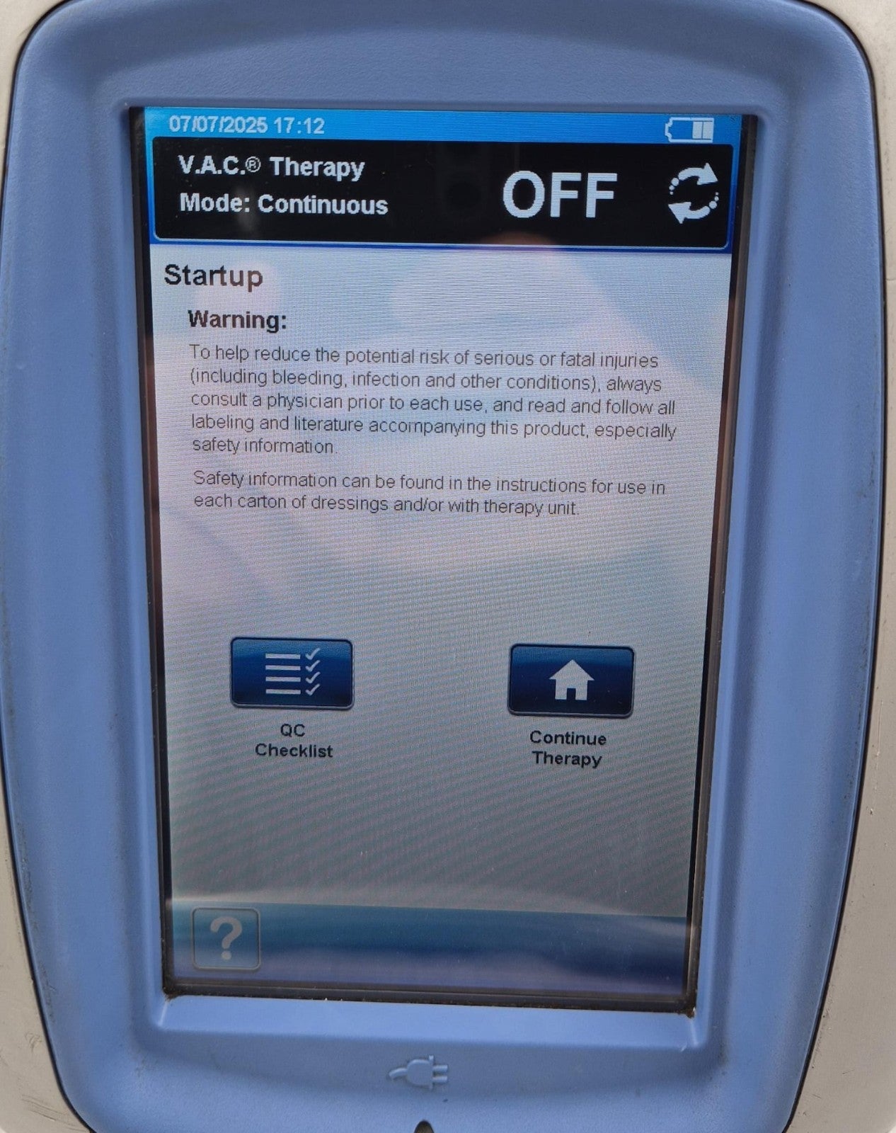 KCI VAC ULTA 60400 Negative Pressure Wound Therapy Unit Vacuum Healing System