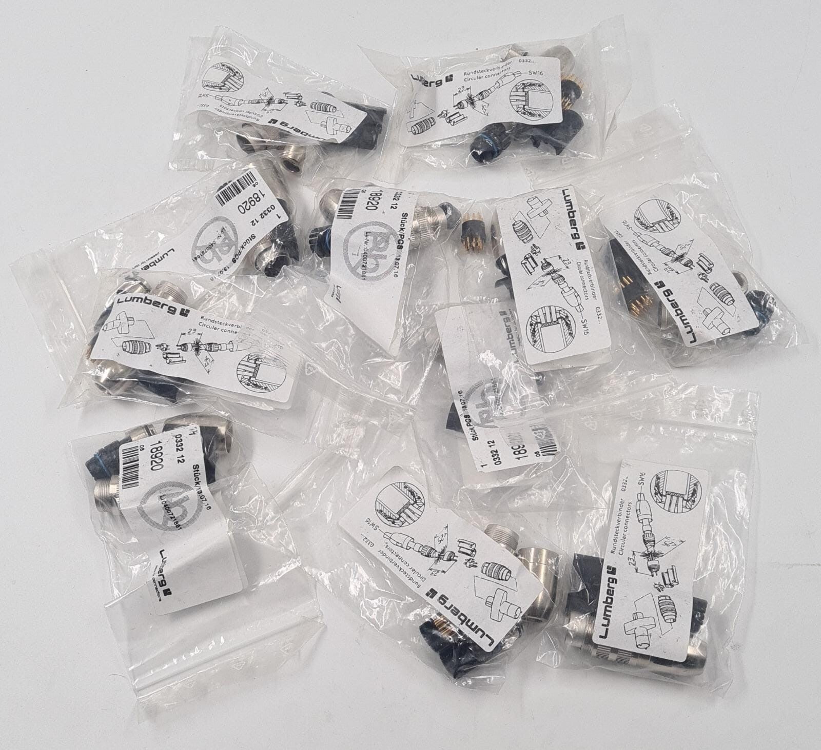 [LOT 10] NEW - LUMBERG 0332-12 18920 CIRCULAR CONNECTOR